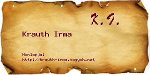 Krauth Irma névjegykártya
